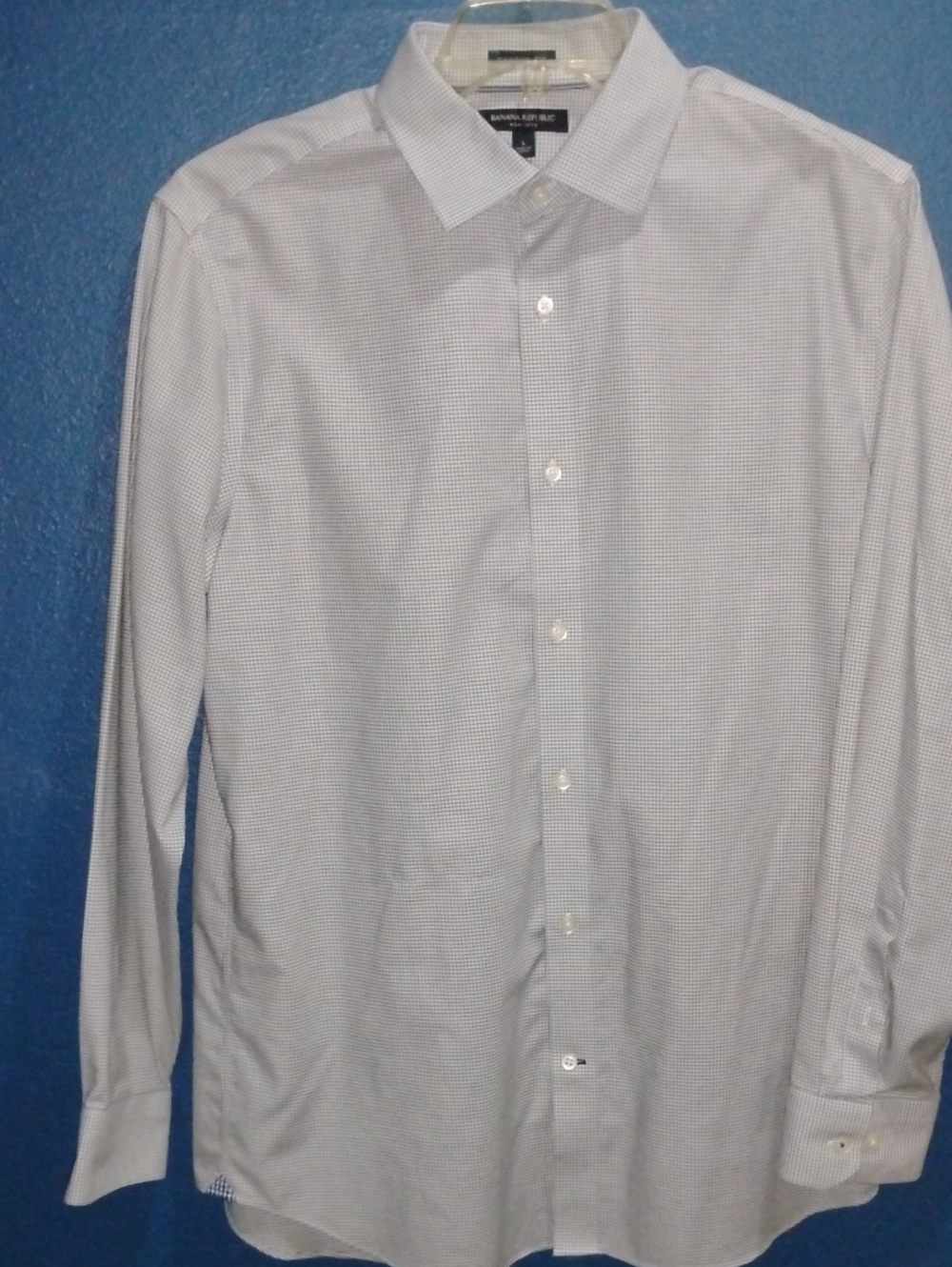 Banana Republic Men's Brown &White Microcheck Dress Shirt